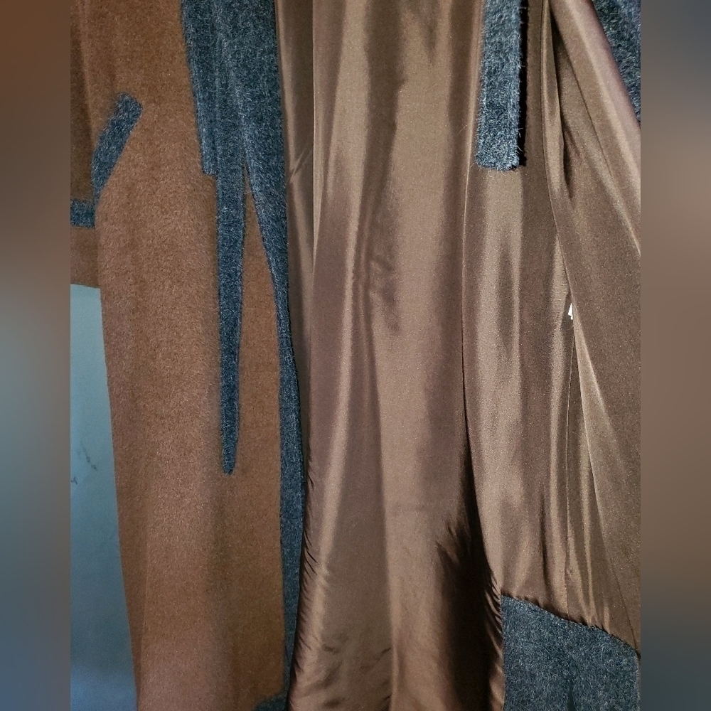 Neiman Marcus Bisang Agnona Alpaca Long Brown Coat Size 8P - Picture 9 of 14